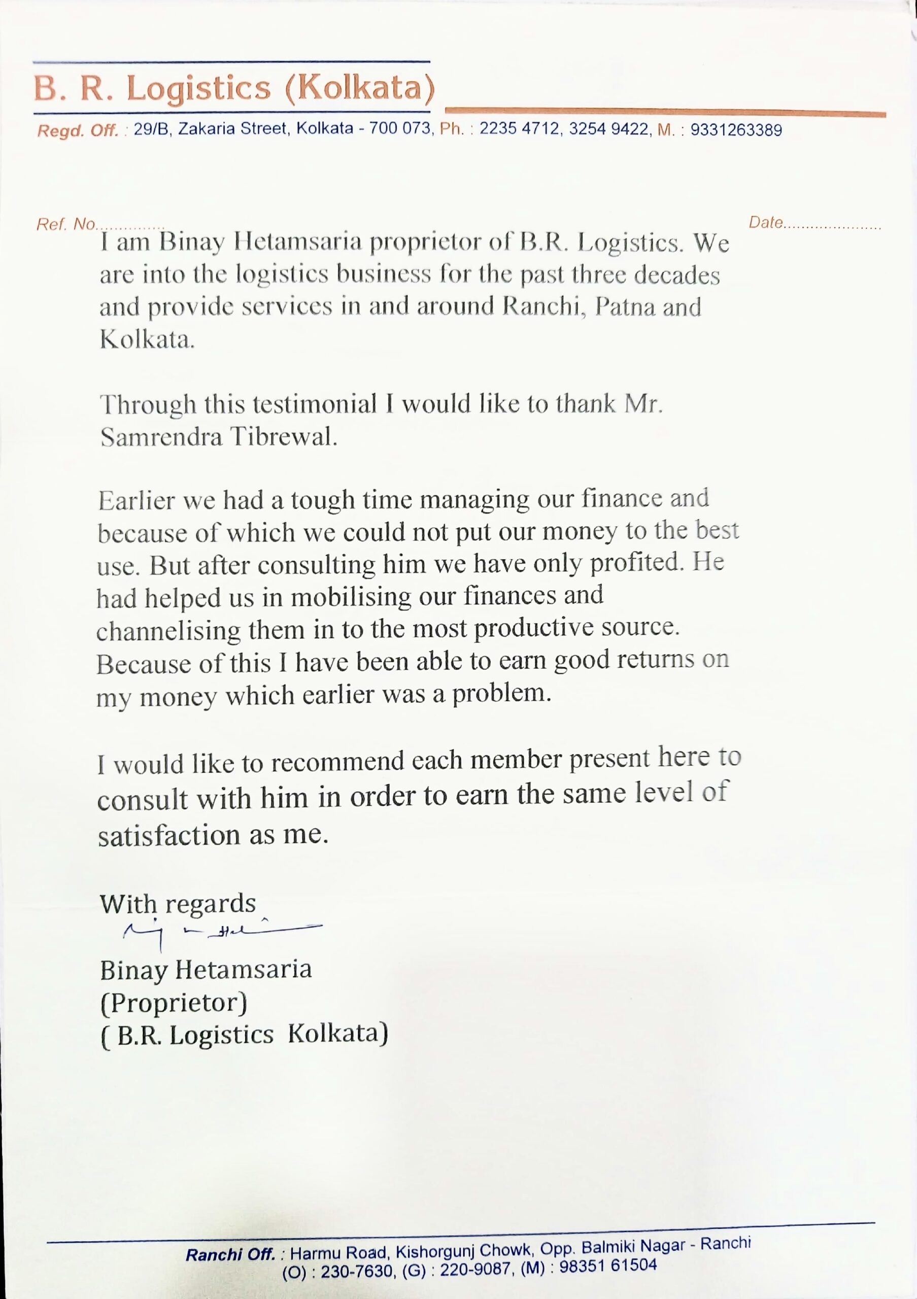 B. R. Logistics, Kolkata